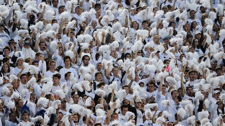 STATE COLLEGE, PA – OCTOBER 27: Penn State Nittany Lions fans cheer during a “White Out” game against the Ohio State Buckeyes at Beaver Stadium on October 27, 2012 in State College, Pennsylvania. The Ohio State Buckeyes won, 35-23. (Photo by Patrick Smith/Getty Images)