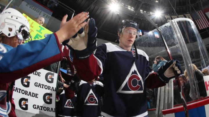 DENVER, CO - NOVEMBER 24: Matt Calvert #11 of the Colorado Avalanche warms up prior to the game against the Dallas Stars at the Pepsi Center on November 24, 2018 in Denver, Colorado. (Photo by Michael Martin/NHLI via Getty Images)