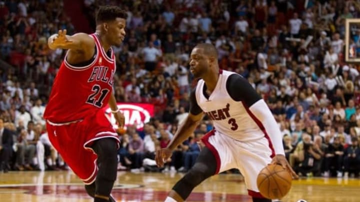 Chicago Bulls guards Jimmy Butler and Dwyane Wade.