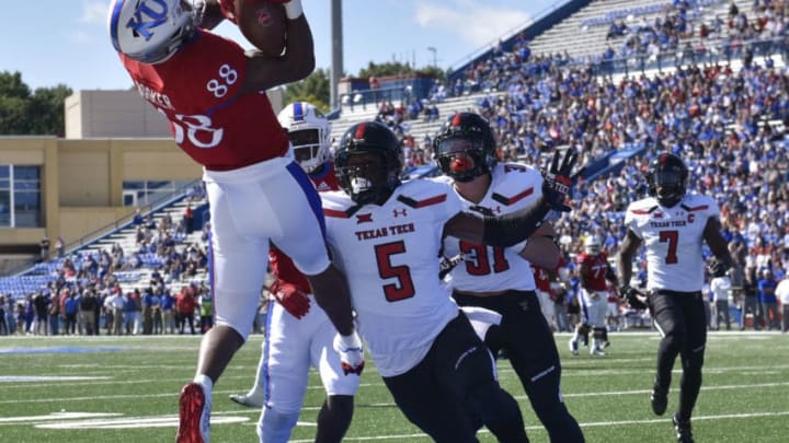 LAWRENCE, KS - OCTOBER 7: Wide receiver Jeremiah Booker