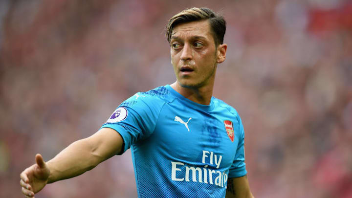 LIVERPOOL, ENGLAND - AUGUST 27: Mesut Ozil of Arsenal looks on during the Premier League match between Liverpool and Arsenal at Anfield on August 27, 2017 in Liverpool, England. (Photo by Michael Regan/Getty Images)