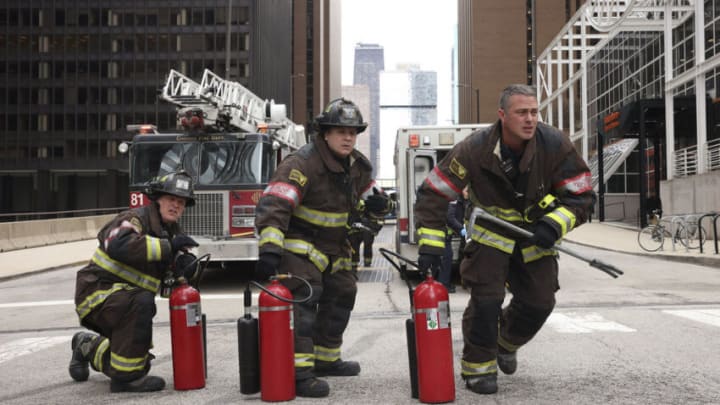 CHICAGO FIRE -- "The Missing Place" Episode 1021 -- Pictured: (l-r) Randy Flagler as Harold Capp, Anthony Ferraris as Tony, Taylor Kinney as Kelly Severide -- (Photo by: Adrian S. Burrows Sr./NBC)