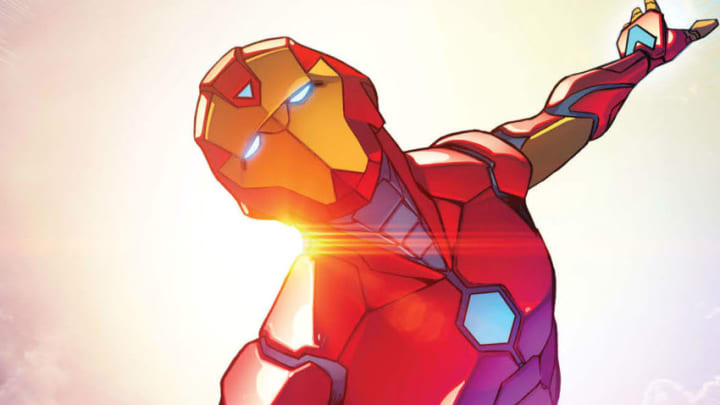 Portion of the Invincible Iron Man #1 cover; art by Stefano Caselli, image courtesy of Marvel.