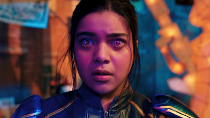 Iman Vellani as Ms. Marvel/Kamala Khan in Marvel Studios’ MS. MARVEL, exclusively on Disney+. Photo courtesy of Marvel Studios. ©Marvel Studios 2022. All Rights Reserved.