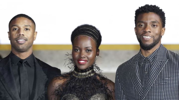 SEOUL, SOUTH KOREA - FEBRUARY 05: Actor Michael B. Jordan, Lupita Nyong'o, and Chadwick Boseman(Left to Right) arrive at the red carpet of the Seoul premiere of 'Black Panther' on February 5, 2018 in Seoul, South Korea. (Photo by Han Myung-Gu/Getty Images for Disney)