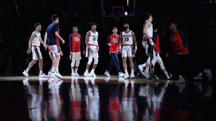 PHOENIX, ARIZONA - DECEMBER 09: The Gonzaga Bulldogs are introduced to the game against the Tennessee Volunteers at Talking Stick Resort Arena on December 9, 2018 in Phoenix, Arizona. The Volunteers defeated the Bulldogs 76-73. (Photo by Christian Petersen/Getty Images)