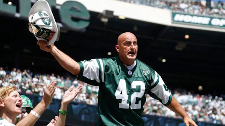 EAST RUTHERFORD, NJ - SEPTEMBER 13: New York Jets fan Fireman Ed (Photo by Jeff Zelevansky/Getty Images)