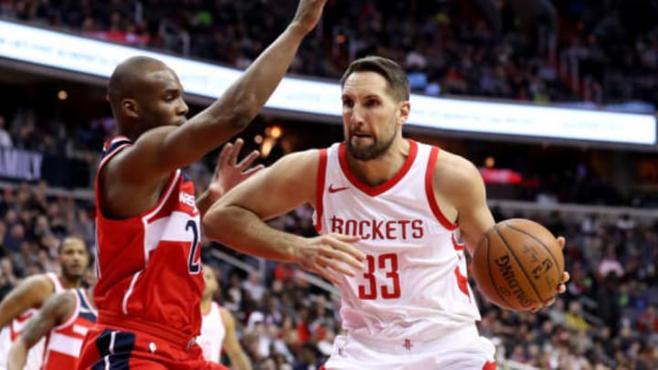 WASHINGTON, DC – DECEMBER 29: Ryan Anderson #33 of the Houston Rockets drives to the basket against Jodie Meeks #20 of the Washington Wizards in the first half at Capital One Arena on December 29, 2017 in Washington, DC. NOTE TO USER: User expressly acknowledges and agrees that, by downloading and or using this photograph, User is consenting to the terms and conditions of the Getty Images License Agreement. (Photo by Rob Carr/Getty Images)