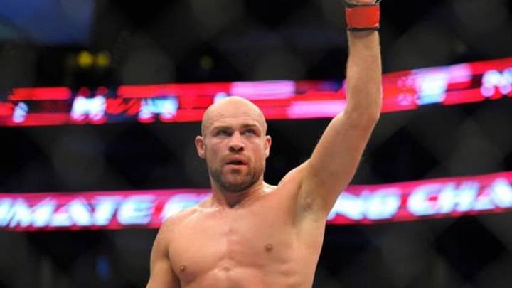Jan 18, 2015; Boston, MA, USA; Cathal Pendred celebrates his win over Sean Spencer (not picture) in a welterweight bout at UFC Fight Night at TD Garden. Mandatory Credit: Bob DeChiara-USA TODAY Sports