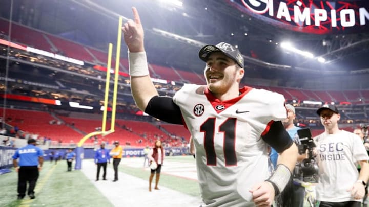 ATLANTA, GA - DECEMBER 02: Jake Fromm #11 of the Georgia Bulldogs celebrates beating Auburn Tigers in the SEC Championship at Mercedes-Benz Stadium on December 2, 2017 in Atlanta, Georgia. (Photo by Jamie Squire/Getty Images) ATLANTA, GA - DECEMBER 02: Jake Fromm #11 of the Georgia Bulldogs celebrates beating Auburn Tigers in the SEC Championship at Mercedes-Benz Stadium on December 2, 2017 in Atlanta, Georgia. (Photo by Jamie Squire/Getty Images)