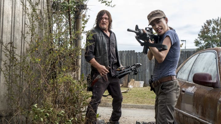 Norman Reedus as Daryl Dixon, Christian Serratos as Rosita Espinosa - The Walking Dead _ Season 8, Episode 15 - Photo Credit: Gene Page/AMC