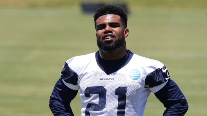 May 6, 2016; Irving, TX, USA; Dallas Cowboys number one draft pick Ezekiel Elliott (21) during rookie minicamp at Dallas Cowboys headquarters at Valley Ranch. Mandatory Credit: Matthew Emmons-USA TODAY Sports