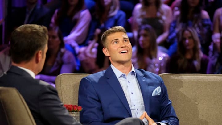 THE BACHELORETTE: THE MEN TELL - "The Men Tell All" - Luke P.'s stunning final standoff in Greece is revealed; and then, the controversial bachelor will take the hot seat opposite Chris Harrison to give his side of the story. The other men, fired up by Luke P.'s self-defense, explode into the vitriolic outburst they have been holding back all season long. The other most memorable bachelors - including Brian, Cam, Connor S., Daron, Devin, Dustin, Grant, Dylan, Garrett, John Paul Jones, Jonathan, Luke S., Matt, Matteo, Mike and Ryan -- return to confront each other and Hannah one last time to dish the dirt, tell their side of the story and share their emotional departures. Finally, as the clock ticks down on Hannah's journey to find love, a special sneak peek of her dramatic final week with Jed, Peter and Tyler C. is featured on "The Bachelorette: The Men Tell All," MONDAY, JULY 22 (8:00-10:01 p.m. EDT), on ABC. (John Fleenor/ABC via Getty Images)LUKE P.