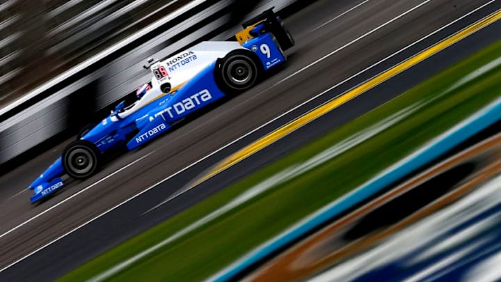 FORT WORTH, TX - JUNE 09: Scott Dixon, driver of the #9 NTT Data Chip Ganassi Racing Honda, practices for the Verizon IndyCar Series Rainguard Water Sealers 600 at Texas Motor Speedway on June 9, 2017 in Fort Worth, Texas. (Photo by Sean Gardner/Getty Images)
