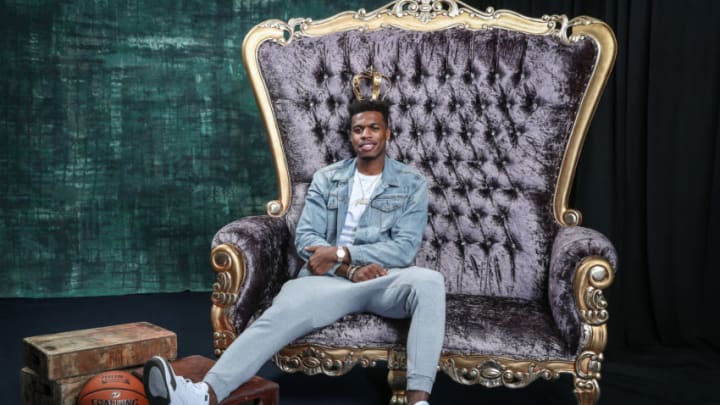 CHARLOTTE NC - FEBRUARY 14:Buddy Hield of the Sacramento Kings poses for portraits during the NBAE Circuit as part of 2019 NBA All-Star Weekend on February 14, 2019 at the Sheraton Charlotte Hotel in Charlotte, North Carolina. NOTE TO USER: User expressly acknowledges and agrees that, by downloading and/or using this photograph, user is consenting to the terms and conditions of the Getty Images License Agreement. Mandatory Copyright Notice: Copyright 2019 NBAE (Photo by Michael J. LeBrecht II/NBAE via Getty Images)