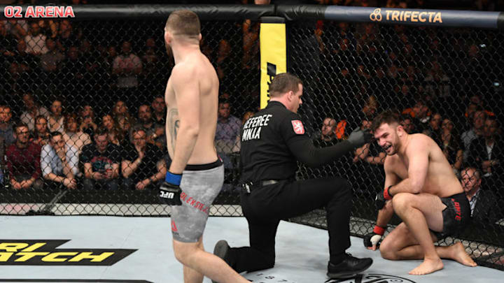 PRAGUE, CZECH REPUBLIC - FEBRUARY 23: Michal Oleksiejczuk of Poland celebrates after his TKO victory over Gian Villante in their light heavyweight bout during the UFC Fight Night event at O2 Arena on February 23, 2019 in the Prague, Czech Republic. (Photo by Jeff Bottari/Zuffa LLC/Zuffa LLC via Getty Images)