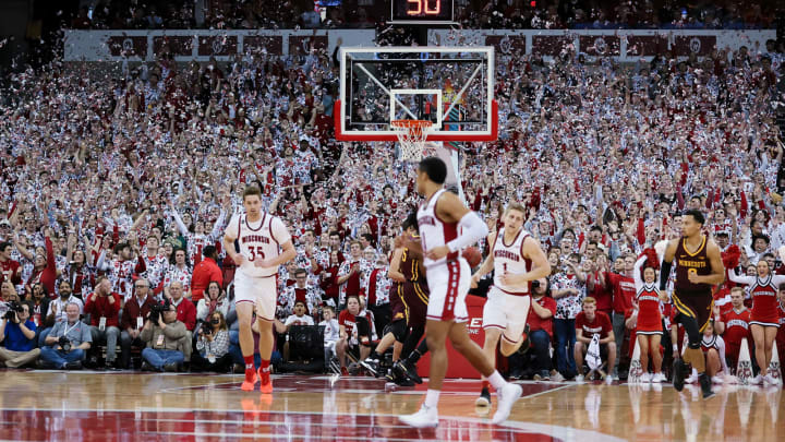MADISON, WISCONSIN – MARCH 01: Wisconsin Badgers fans throw confetti during the game between the Minnesota Golden Gophers and Wisconsin Badgers at the Kohl Center on March 01, 2020 in Madison, Wisconsin. (Photo by Dylan Buell/Getty Images)
