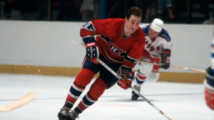 NEW YORK – CIRCA 1979: Bob Gainey #23 of the Montreal Canadiens skates against the New York Rangers during an NHL Hockey game circa 1979 at Madison Square Garden in the Manhattan borough of New York City. Gainey playing career went from 1973-89. (Photo by Focus on Sport/Getty Images)