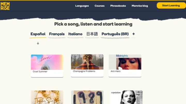 Kickoff Your Bilingual Era with Taylor Swift Lessons on Memrise. Image Credit to Memrise.
