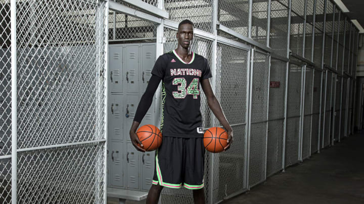 LONG BEACH, CA - AUGUST 4: Thon Maker #34 poses for a portrait during the 2014 adidas Nations August 4, 2014 at Long Beach City College in Long Beach, California. (Photo by Kelly Kline/Getty Images)