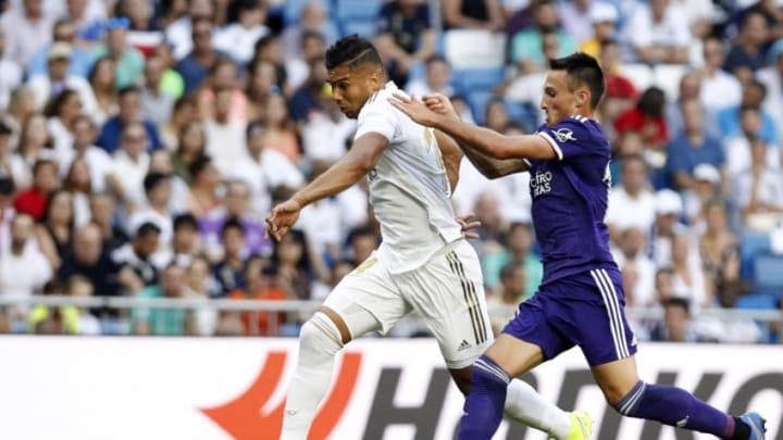 MADRID, SPAIN - AUGUST 24: Carlos Henrique Casemiro of Real Madrid controls the ball during the La Liga match between Real Madrid and Real Valladolid at Estadio Santiago Bernabeu on August 24, 2019 in Madrid, Spain. (Photo by TF-Images/Getty Images)