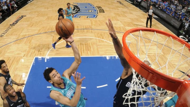 ORLANDO, FL - APRIL 6: Marcus Paige #4 of the Charlotte Hornets shoots the ball against the Orlando Magic on April 6, 2018 at Amway Center in Orlando, Florida. NOTE TO USER: User expressly acknowledges and agrees that, by downloading and or using this photograph, User is consenting to the terms and conditions of the Getty Images License Agreement. Mandatory Copyright Notice: Copyright 2018 NBAE (Photo by Fernando Medina/NBAE via Getty Images)