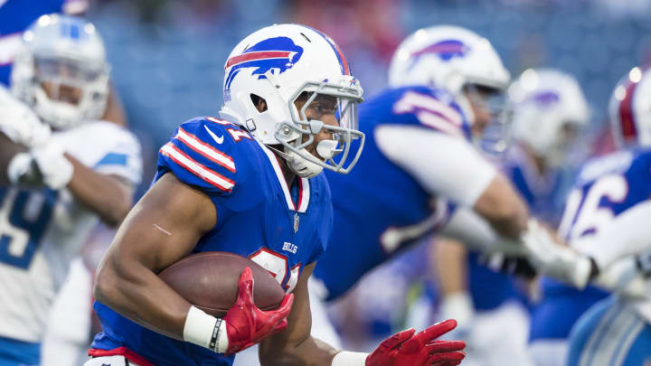 ORCHARD PARK, NY – AUGUST 31: Jonathan Williams #31 of the Buffalo Bills carries the ball during the preseason game against the Detroit Lions on August 31, 2017 at New Era Field in Orchard Park, New York. Buffalo defeated Detroit 27-17. (Photo by Brett Carlsen/Getty Images)