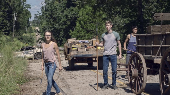 Kelley Mack as Addy, Jackson Pace as Gage, Joe Ando-Hirsh as Rodney – The Walking Dead _ Season 9, Episode 13 – Photo Credit: Gene Page/AMC