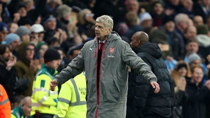 MANCHESTER, ENGLAND - DECEMBER 18: A dejected Arsene Wenger manager / head coach of Arsenal at full time during the Premier League match between Manchester City and Arsenal at Etihad Stadium on December 18, 2016 in Manchester, England. (Photo by James Baylis - AMA/Getty Images)
