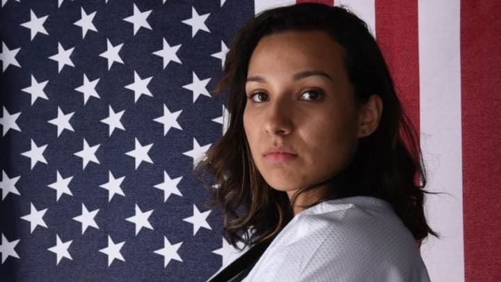 Mar 8, 2016; Los Angeles, CA, USA; USA taekwondo athlete Jackie Galloway poses for a portrait during the 2016 Team USA Media Summit at the Beverly Hilton Mandatory Credit: Robert Hanashiro-USA TODAY Sports