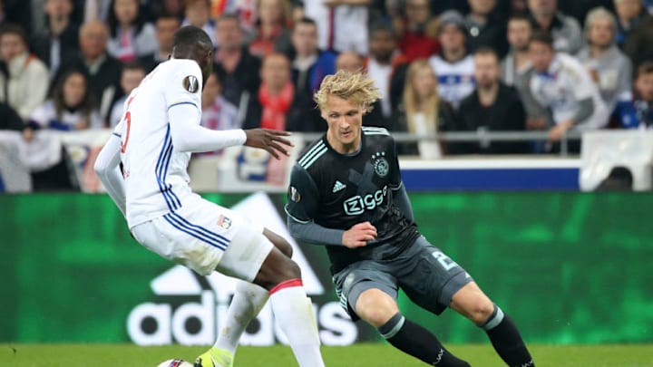 LYON, FRANCE - MAY 11: Kasper Dolberg of Ajax Amsterdam during the UEFA Europa League, semi final second leg match between Olympique Lyonnais (OL) and Ajax Amsterdam at Parc OL on May 11, 2017 in Lyon, France. (Photo by Jean Catuffe/Getty Images)
