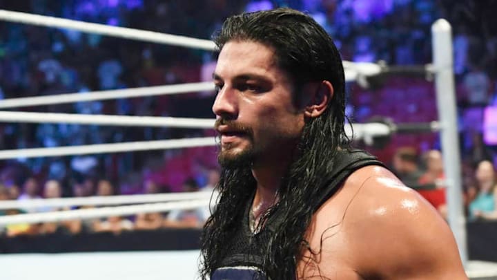 MIAMI, FL- SEPTEMBER 01: Roman Reigns looks on during the WWE Smackdown on September 1, 2015 at the American Airlines Arena in Miami, Florida. (Photo by Ron ElkmanSports Imagery/Getty Images)
