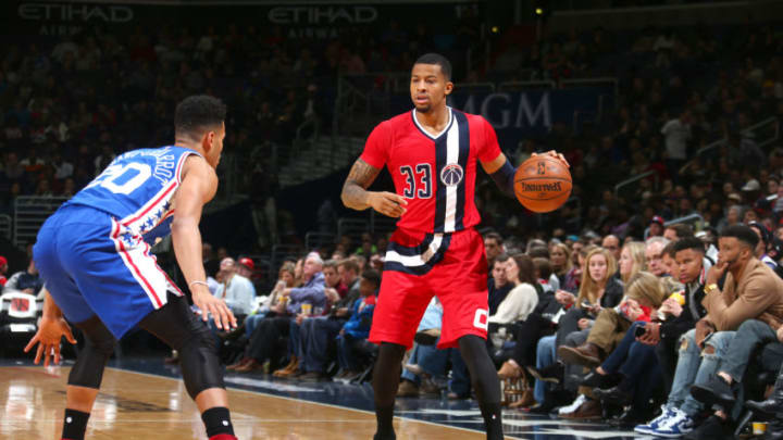 WASHINGTON, DC -  JANUARY 14: Trey Burke #33 of the Washington Wizards handles the ball against the Philadelphia 76ers on January 14, 2017 at Verizon Center in Washington, DC. Copyright 2017 NBAE (Photo by Ned Dishman/NBAE via Getty Images)
