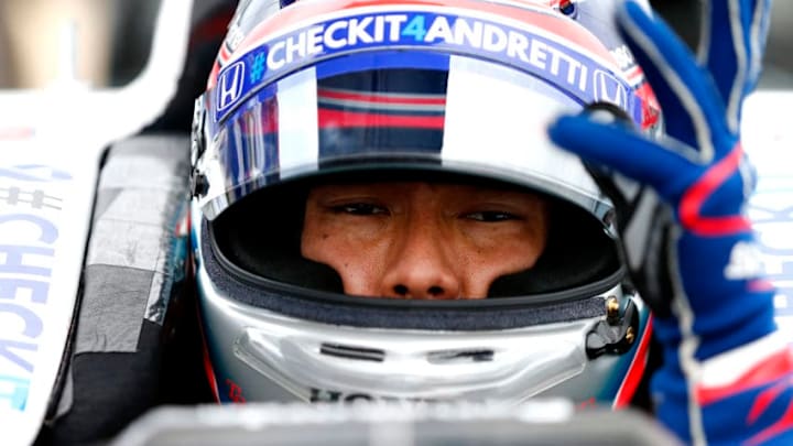 FORT WORTH, TX - JUNE 09: Takuma Sato, driver of the #26 Andretti Autosport Honda, prepares to qualify for the Verizon IndyCar Series Rainguard Water Sealers 600 at Texas Motor Speedway on June 9, 2017 in Fort Worth, Texas. (Photo by Sean Gardner/Getty Images)