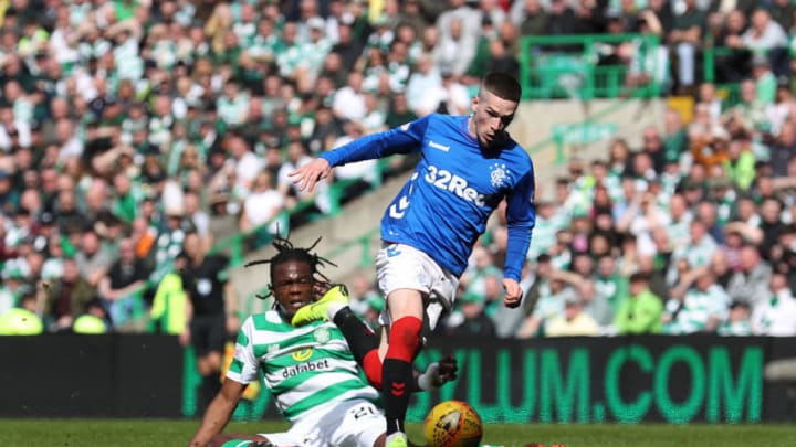 GLASGOW, SCOTLAND - MARCH 31: Ryan Kent of Rangers runs through to score during The Ladbrokes Scottish Premier League match between Celtic and Rangers at Celtic Park on March 31, 2019 in Glasgow, Scotland. (Photo by Ian MacNicol/Getty Images