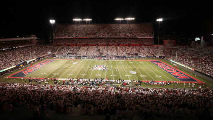 TUCSON, ARIZONA - SEPTEMBER 14: General view of action between the Texas Tech Red Raiders and the Arizona Wildcats during the first half of the NCAAF game at Arizona Stadium on September 14, 2019 in Tucson, Arizona. (Photo by Christian Petersen/Getty Images)