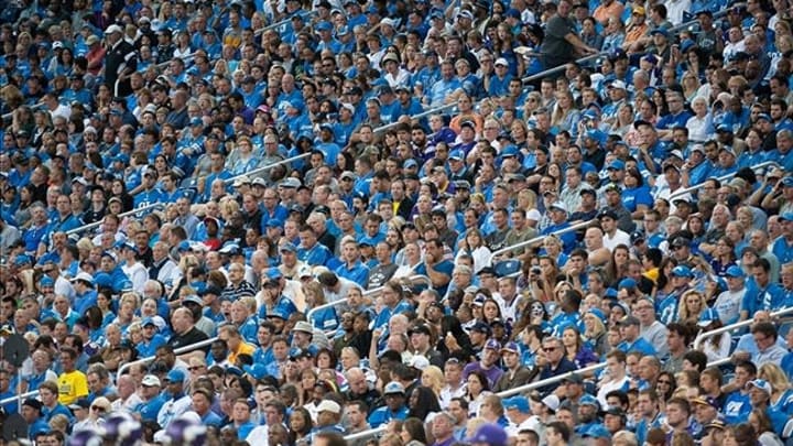 Sep 8, 2013; Detroit, MI, USA; Fans watch during the game between the Detroit Lions and the Minnesota Vikings. Mandatory Credit: Tim Fuller-USA TODAY Sports