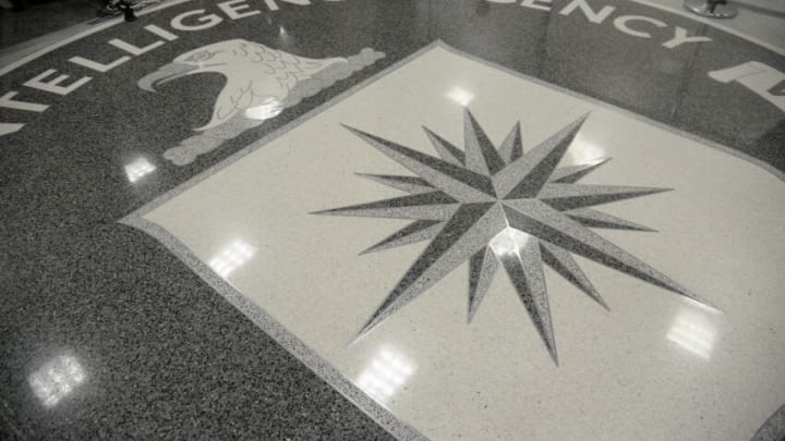 LANGLEY, VA - JANUARY 21: The logo of the CIA is seen during a visit ofUS President Donald Trump the CIA headquarters on January 21, 2017 in Langley, Virginia . Trump spoke with about 300 people in his first official visit with a government agaency. (Photo by Olivier Doulier - Pool/Getty Images)