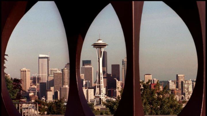 370258 10: The Seattle Space Needle is viewed from an open structure May 30, 2000 in Seattle, WA. (Photo by Dan Callister/Newsmakers)