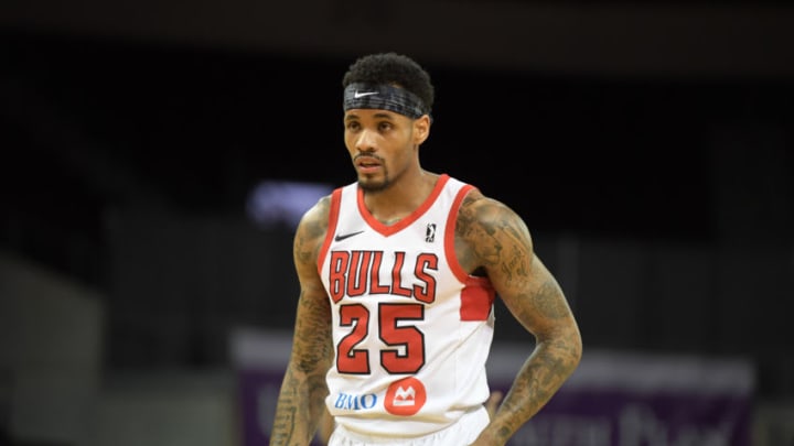 ERIE, PA - MARCH 22: Walt Lemon Jr. #25 of the Windy City Bulls prepares to shoot a free throw against the Erie BayHawks on March 22, 2019 at the Erie Insurance Arena in Erie, Pennsylvania. NOTE TO USER: User expressly acknowledges and agrees that, by downloading and/or using this Photograph, user is consenting to the terms and conditions of the Getty Images License Agreement. Mandatory Copyright Notice: Copyright 2019 NBAE (Photo by Robert Frank/NBAE via Getty Images)