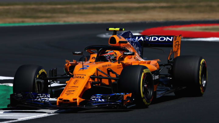 NORTHAMPTON, ENGLAND – JULY 07: Stoffel Vandoorne of Belgium driving the (2) McLaren F1 Team MCL33 Renault (Photo by Charles Coates/Getty Images)