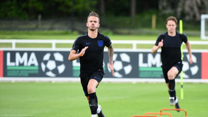 BURTON-UPON-TRENT, ENGLAND - MAY 27: James Maddison in action during an England U21 Training Session at St Georges Park on May 27, 2019 in Burton-upon-Trent, England. (Photo by Nathan Stirk/Getty Images)