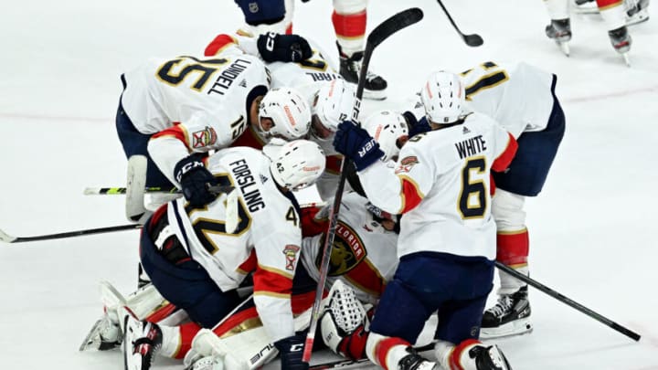 Sergei Bobrovsky #72 of the Florida Panthers celebrates. (Grant Halverson/Getty Images)