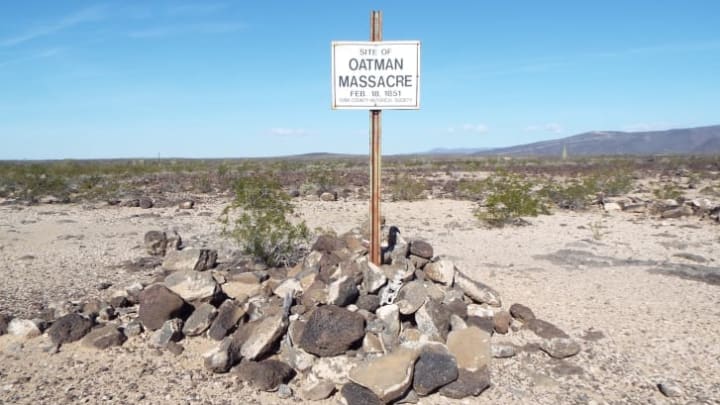 A marker at the site of where the Oatman family was attacked in 1851 in Dateland, Arizona.