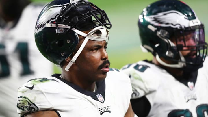 Dec 20, 2020; Glendale, Arizona, USA; Philadelphia Eagles defensive tackle Malik Jackson (97) against the Arizona Cardinals at State Farm Stadium. Mandatory Credit: Mark J. Rebilas-USA TODAY Sports Dec 20, 2020; Glendale, Arizona, USA; Philadelphia Eagles defensive tackle Malik Jackson (97) against the Arizona Cardinals at State Farm Stadium. Mandatory Credit: Mark J. Rebilas-USA TODAY Sports