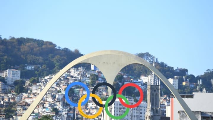 Aug 5, 2016; Rio de Janeiro, Brazil; A general view of the Olympic rings during the Rio 2016 Summer Olympic Games. Mandatory Credit: Christopher Hanewinckel-USA TODAY Sports