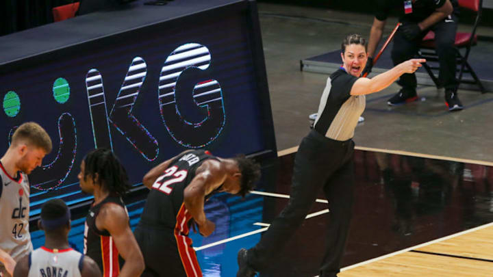 Referee Ashley Moyer-Gleich (13) officiates the game between the Miami Heat and the Washington Wizards(Sam Navarro-USA TODAY Sports)