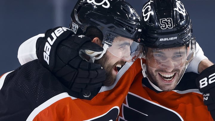 Erik Gustafsson and Shayne Gostisbehere, Philadelphia Flyers Photo by Tim Nwachukwu/Getty Images)