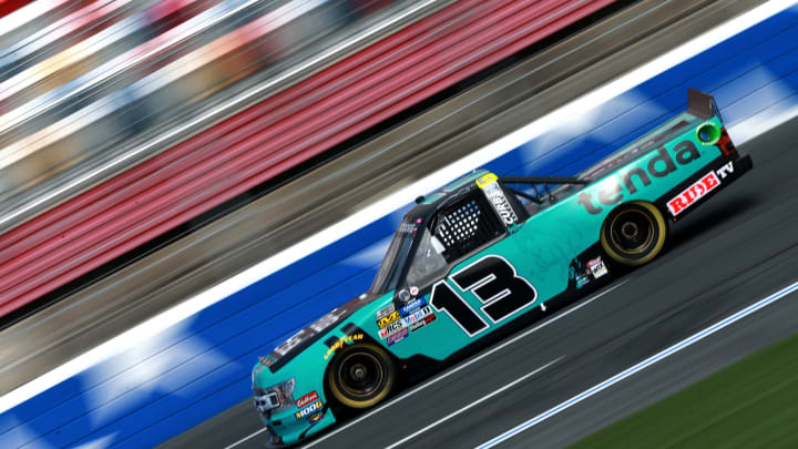CHARLOTTE, NC - MAY 17: Johnny Sauter, NASCAR Truck Series driver of the #13 Tenda Heal ThorSport Racing Ford (Photo by Sean Gardner/Getty Images)