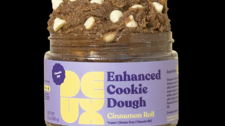 DEUX’s Cinnamon Roll flavor cookie dough with an Energy Boost. Image courtesy DEUX